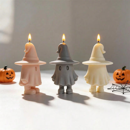 Happy Halloween Cute Ghost Witch Figurine Silicone Candle Mold Haunted House Ghost Resin Plaster Soap Silicone Mold