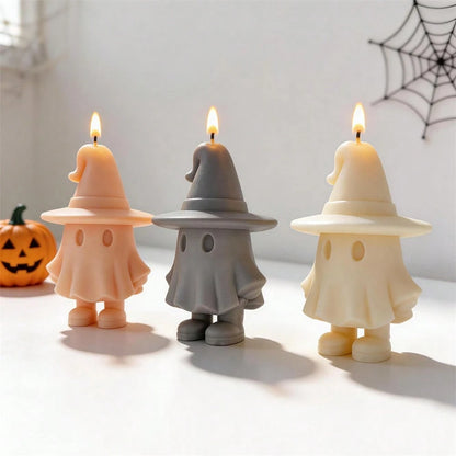 Happy Halloween Cute Ghost Witch Figurine Silicone Candle Mold Haunted House Ghost Resin Plaster Soap Silicone Mold