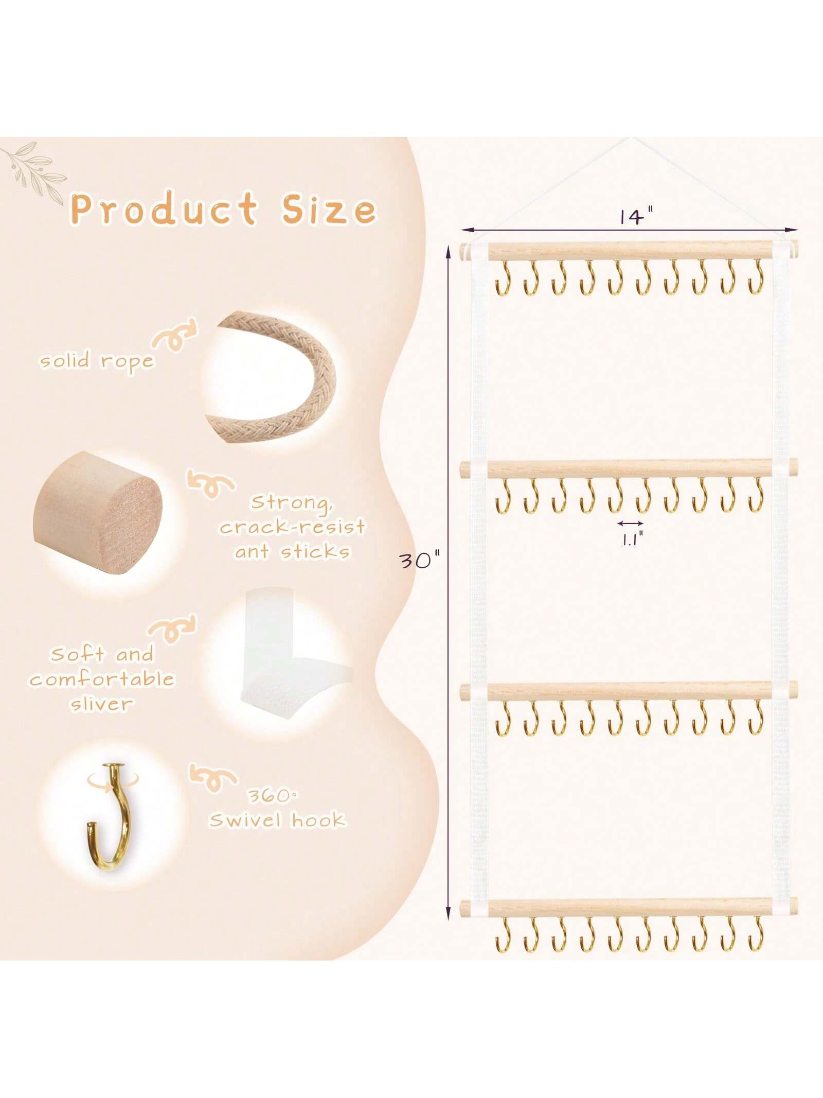 Headband Holder For Girls Baby Headband Organizer Head Bands Hair Accessories Display Organizer Wall Hanging Decor For Nursery Toddler Girl Room