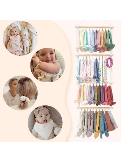 Headband Holder For Girls Baby Headband Organizer Head Bands Hair Accessories Display Organizer Wall Hanging Decor For Nursery Toddler Girl Room