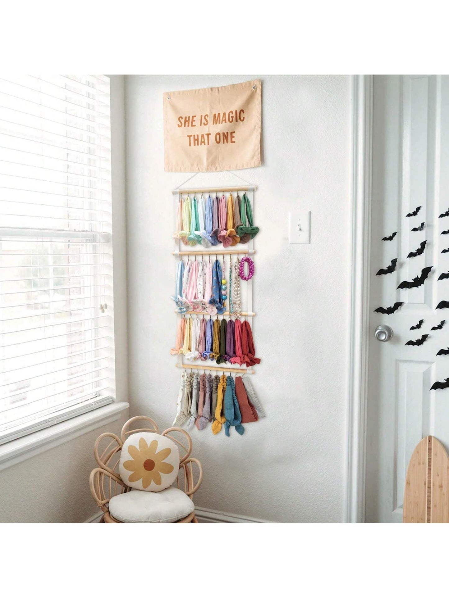 Headband Holder For Girls Baby Headband Organizer Head Bands Hair Accessories Display Organizer Wall Hanging Decor For Nursery Toddler Girl Room