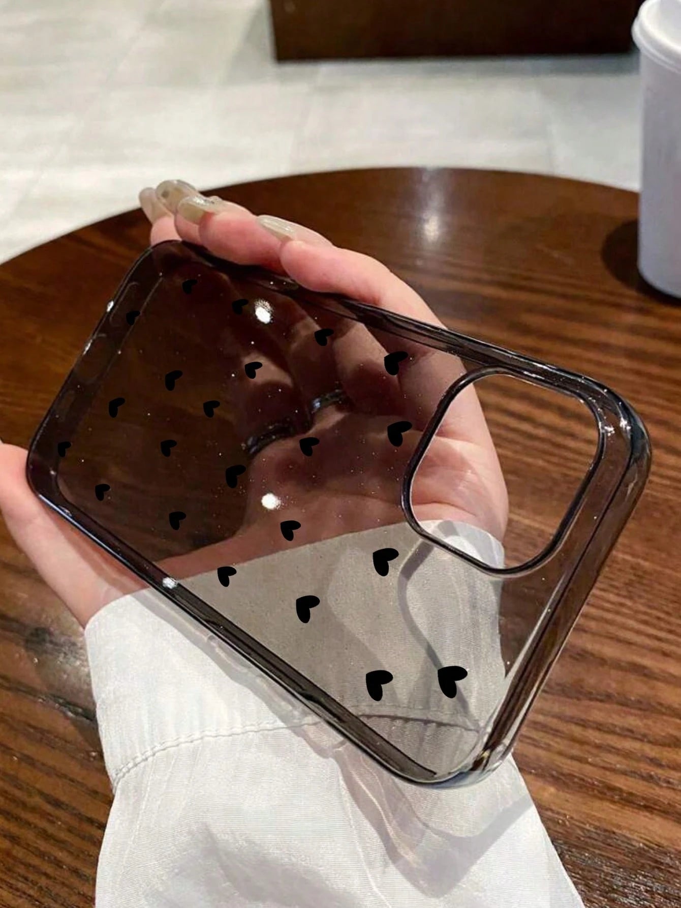 Heart Elements Fashionable TPU Black Heart Print 1pc Fashionable Glitter Heart Print Black TPU Phone Case Compatible With IPhone 17/17 Pro/17 Pro Max/Air/7/8/7 Plus/8 Plus/X/XS/XR/XS Max/11/11 Pro/11