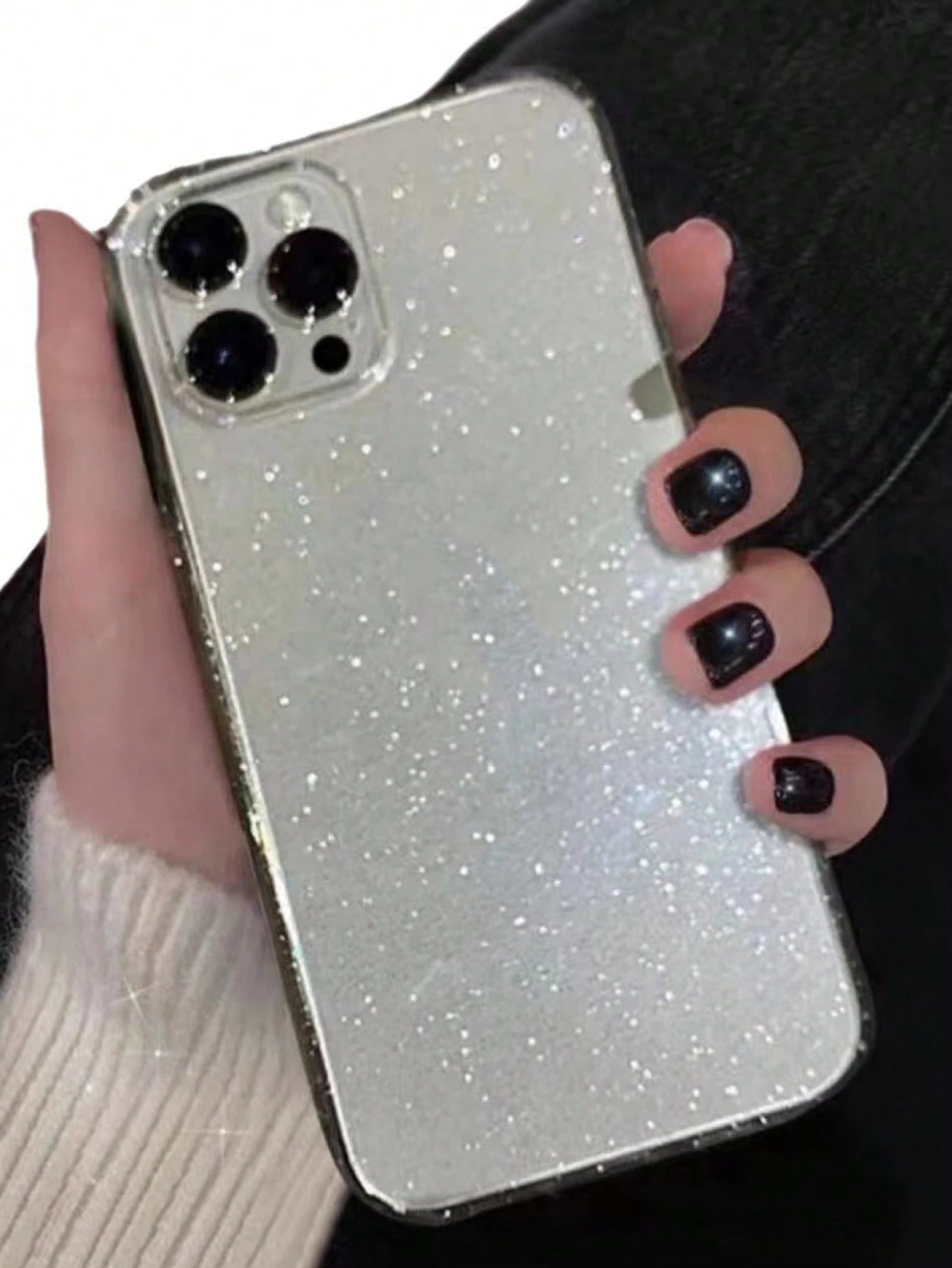 Heart Elements Fashionable TPU Black Heart Print 1pc Fashionable Glitter Heart Print Black TPU Phone Case Compatible With IPhone 17/17 Pro/17 Pro Max/Air/7/8/7 Plus/8 Plus/X/XS/XR/XS Max/11/11 Pro/11