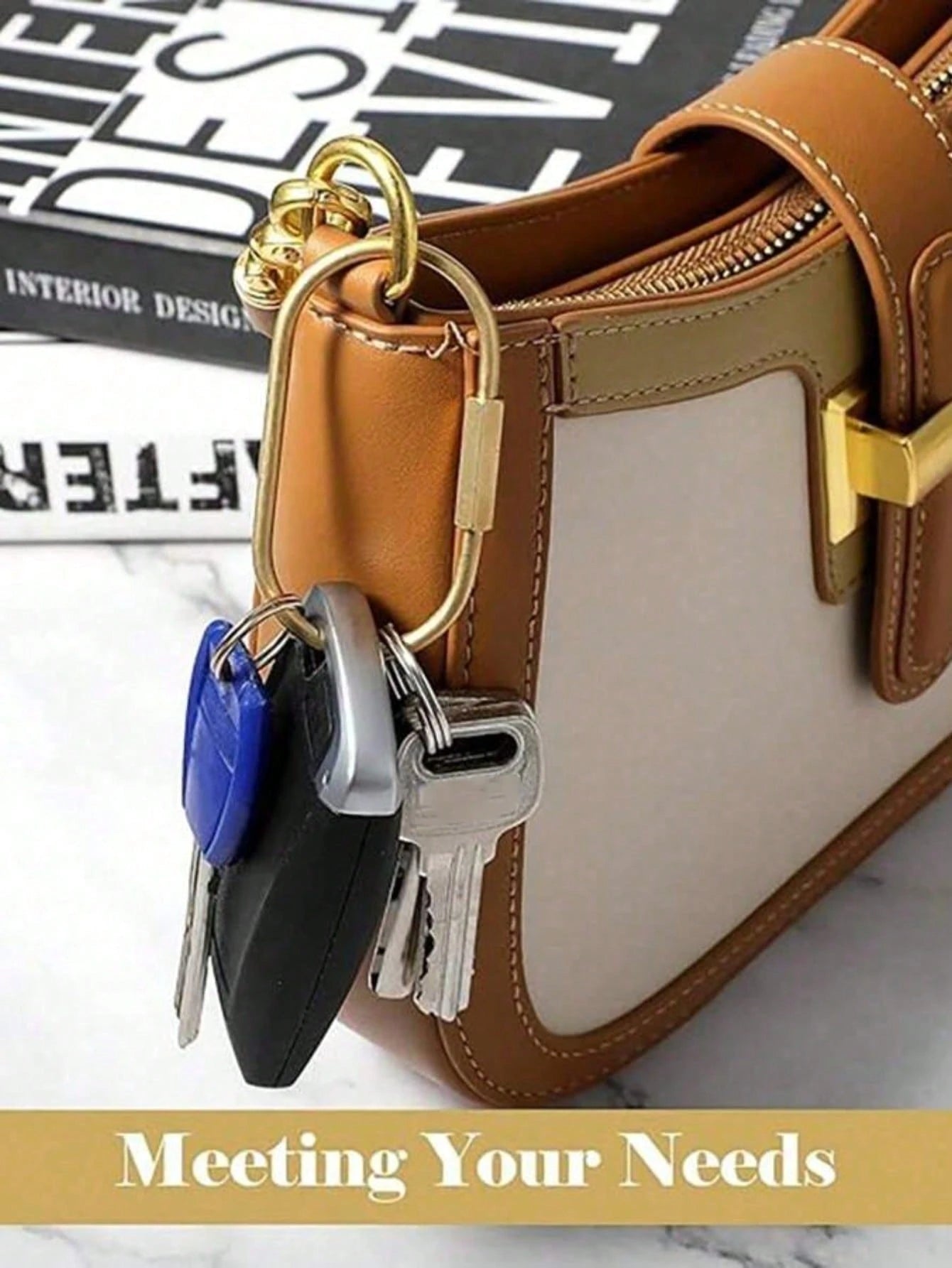Heavy Duty Brass Screw Lock Keychain- Solid Brass Keyring With Screw Lock Carabiner, Key Chain, And Bag Charm; Minimalist Metal Keyring Suitable For Car Keys, House Keys, Backpack Keys, Wallet Keys