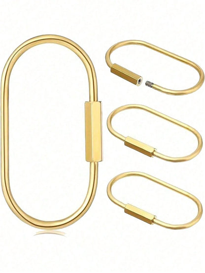 Heavy Duty Brass Screw Lock Keychain- Solid Brass Keyring With Screw Lock Carabiner, Key Chain, And Bag Charm; Minimalist Metal Keyring Suitable For Car Keys, House Keys, Backpack Keys, Wallet Keys