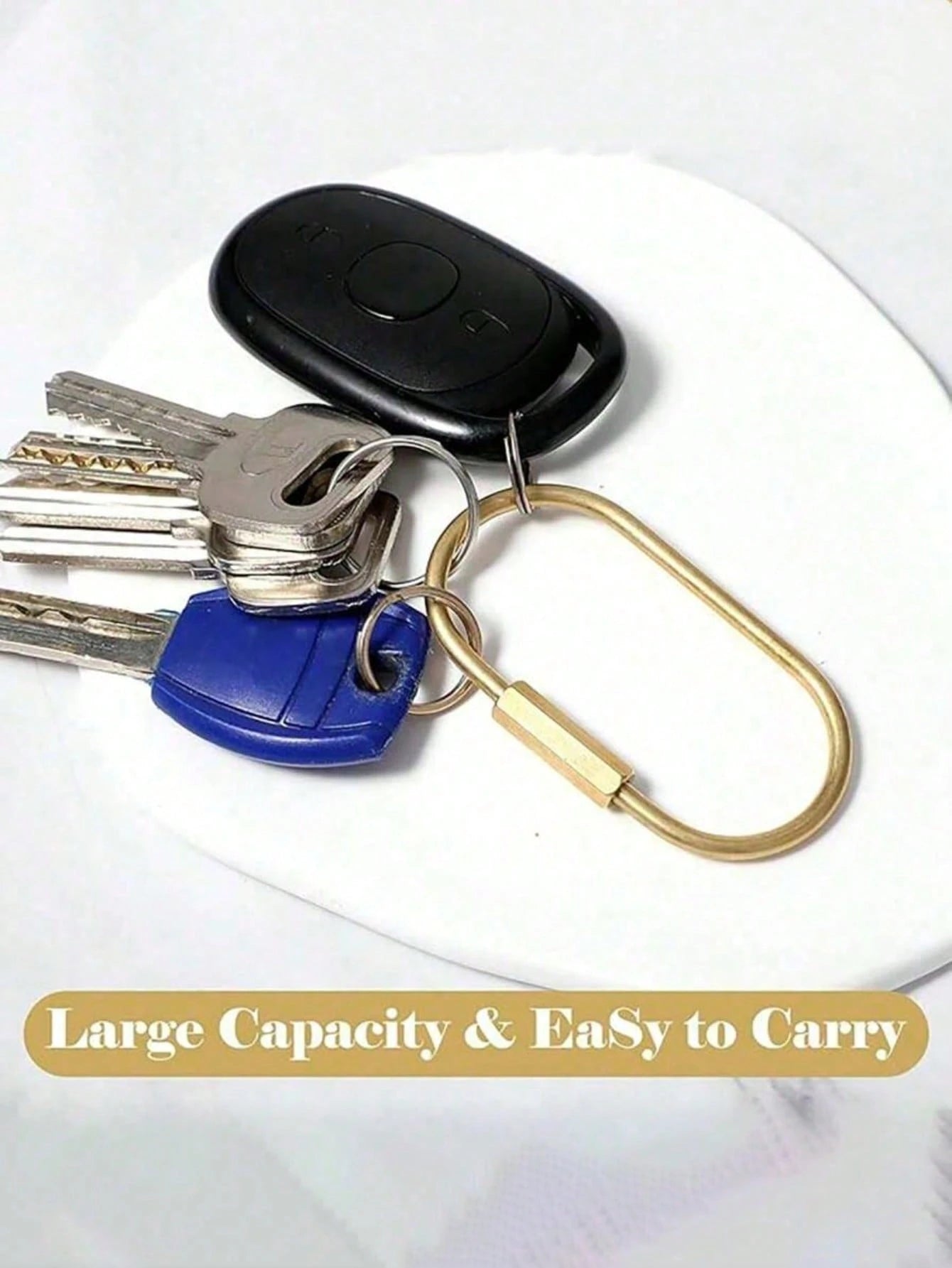 Heavy Duty Brass Screw Lock Keychain- Solid Brass Keyring With Screw Lock Carabiner, Key Chain, And Bag Charm; Minimalist Metal Keyring Suitable For Car Keys, House Keys, Backpack Keys, Wallet Keys