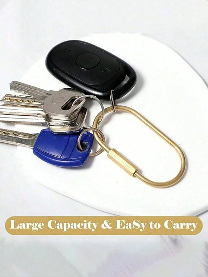 Heavy Duty Brass Screw Lock Keychain- Solid Brass Keyring With Screw Lock Carabiner, Key Chain, And Bag Charm; Minimalist Metal Keyring Suitable For Car Keys, House Keys, Backpack Keys, Wallet Keys