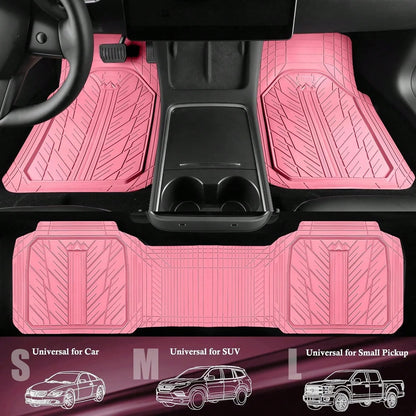 Heavy Duty Rubber Car Floor Mats Deep Waterproof All Weather Universal Fit For Car Suv Truck Van Durable Black Floor Liners Trim To Fit Design