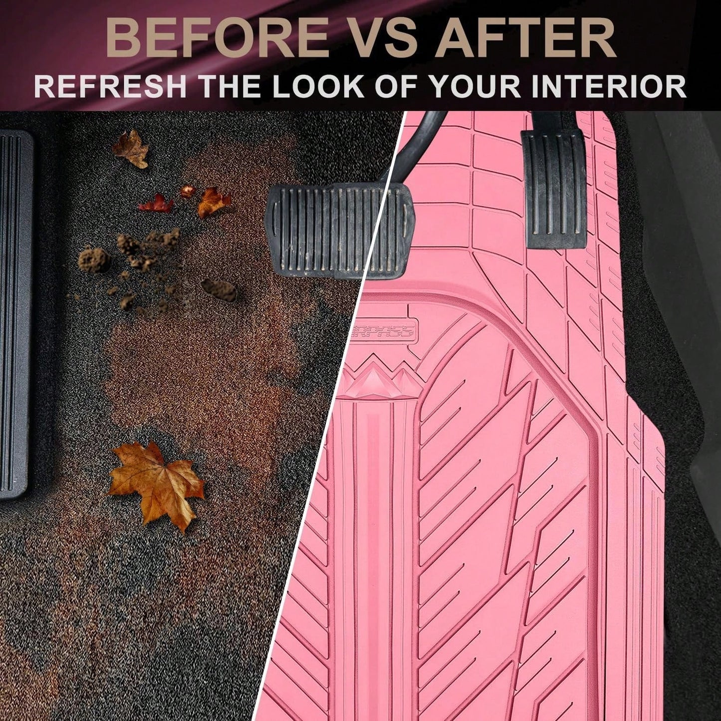 Heavy Duty Rubber Car Floor Mats Deep Waterproof All Weather Universal Fit For Car Suv Truck Van Durable Black Floor Liners Trim To Fit Design