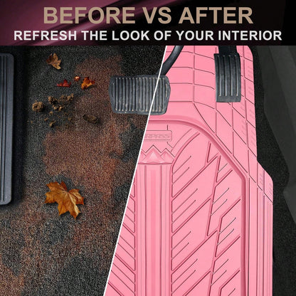 Heavy Duty Rubber Car Floor Mats Deep Waterproof All Weather Universal Fit For Car Suv Truck Van Durable Black Floor Liners Trim To Fit Design