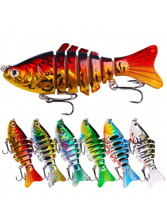 HENGJIA 1pc/2pcs 10cm 15.6g/23g Jointed Lure Minnow 7-Section Artificial Hard Bait Crankbait For Bass And Pike Fishing
