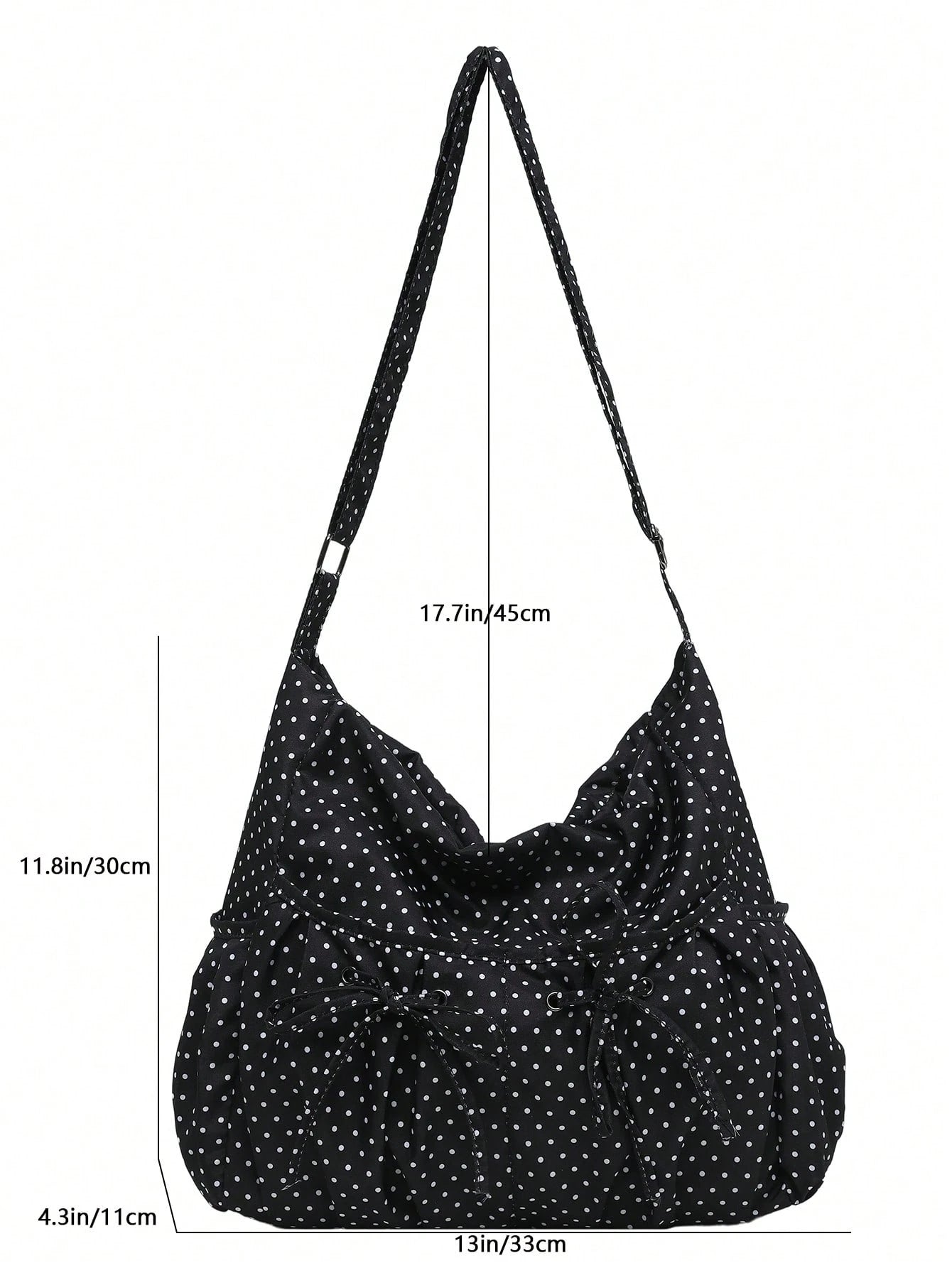 Hevel, 1pc New Polka Dot Pattern Large Capacity Crossbody Bag, Fashionable Adjustable Shoulder Strap Women's One Shoulder Bag, Multiple Pockets With Bow Decor, Suitable For Daily Use, Shopping, Dating