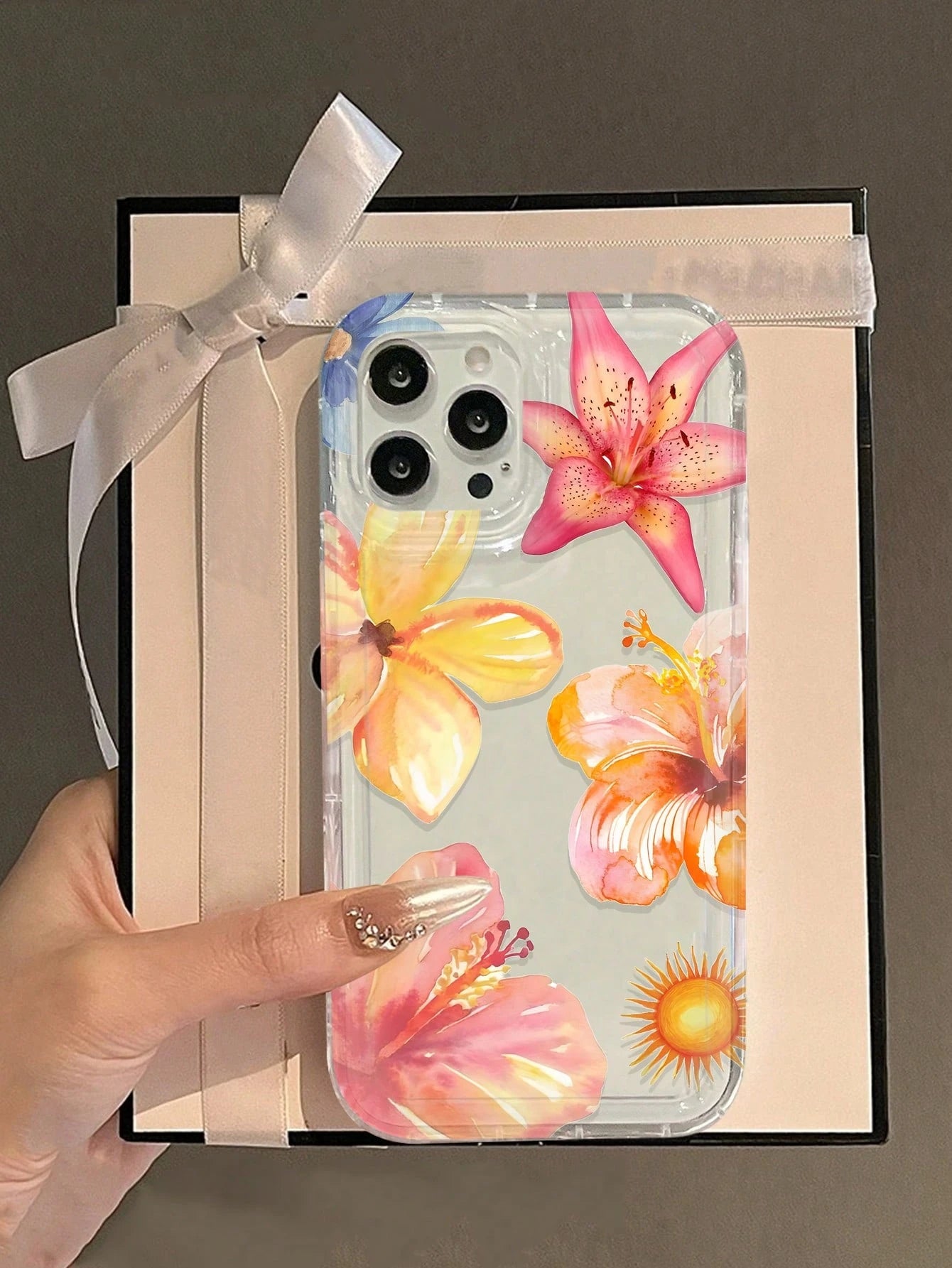 Hibiscus Flower Floral Print Clear Case Compatible With IPhone 13/11/12/16/14/15/15pro/15 Plus/15 Promax/12pro/13pro/14pro/11promax/12promax/13promax/14promax/14plus/6/6s/6plus/7/8/16Pro/16plus/16prom