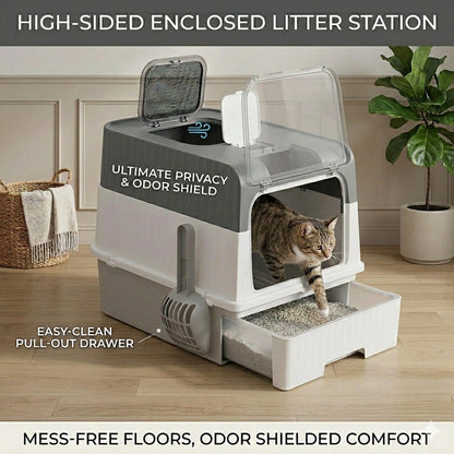 Hidden Cat Litter Box Leak Proof Upgraded Design, Enclosed Odor Control Furniture For Apartment Cat Litter Box, Space Saving Small Home Essentials For Indoor Cats,Cat Stuff,Cat Accesorries,Cat Supplie