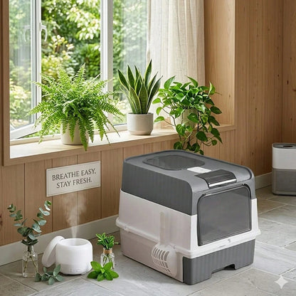 Hidden Cat Litter Box Leak Proof Upgraded Design, Enclosed Odor Control Furniture For Apartment Cat Litter Box, Space Saving Small Home Essentials For Indoor Cats,Cat Stuff,Cat Accesorries,Cat Supplie