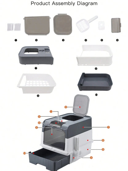 Hidden Cat Litter Box Leak Proof Upgraded Design, Enclosed Odor Control Furniture For Apartment Cat Litter Box, Space Saving Small Home Essentials For Indoor Cats,Cat Stuff,Cat Accesorries,Cat Supplie