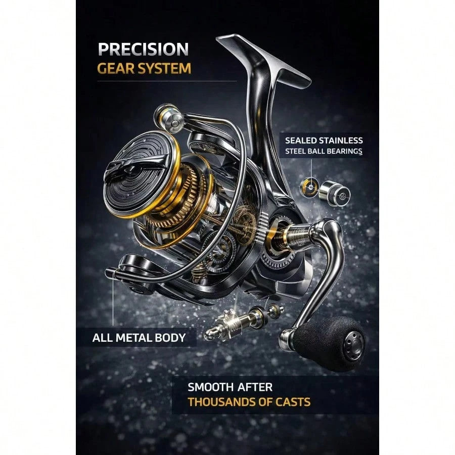 High-Performance Rotating Fishing Line Reel- Durable Handle, High Gear Ratio And Powerful Brake, Suitable For Freshwater And Saltwater Fishing, High-Speed Universal Smooth And Powerful