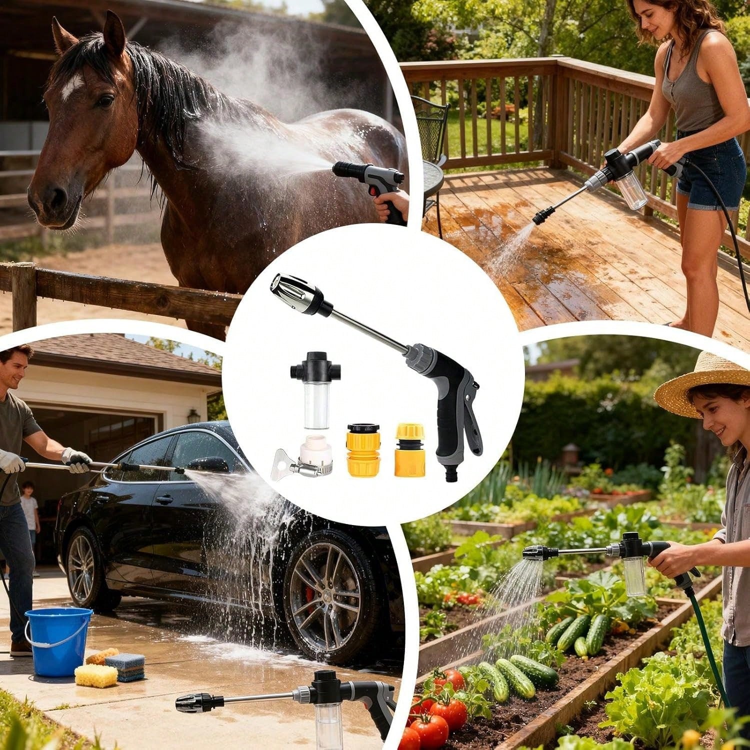 High Pressure Cleaner, Powerful Quick-Connect Outdoor Washer For Industrial And Commercial Use, Efficient Cleaning Tool With Usage For Cars Garden Driveway Deck Patio Backyard Outdoor Surfaces