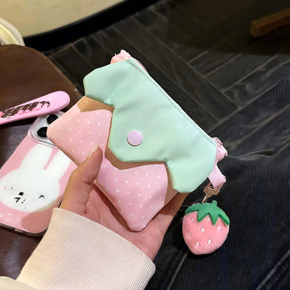 Highly Attractive Strawberry Coin Purse*1- New Cute Ins Style- Suitable For Daily Travel, Coin Storage, ID Holder, Coin Purse