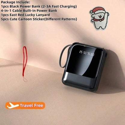 hoco. Detachable Cable Design 10000mAh Portable Power Bank With Removable Charging Cables, Fast Charging Battery Pack And Digital Power Display, Pocket Size Phone Charger For Commuting, Office Use, Ro