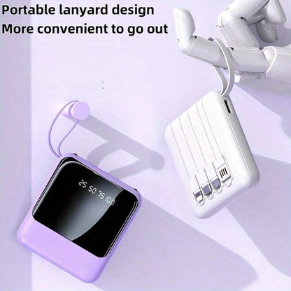hoco. Detachable Cable Design 10000mAh Portable Power Bank With Removable Charging Cables, Fast Charging Battery Pack And Digital Power Display, Pocket Size Phone Charger For Commuting, Office Use, Ro
