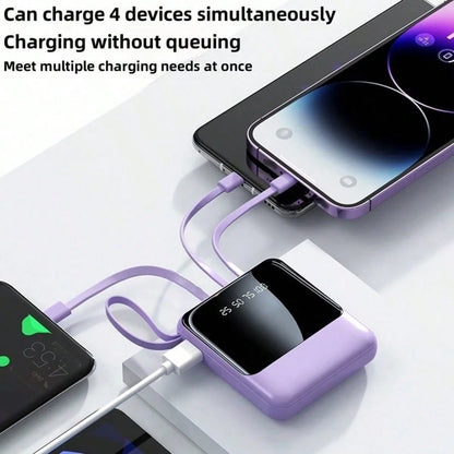 hoco. Detachable Cable Design 10000mAh Portable Power Bank With Removable Charging Cables, Fast Charging Battery Pack And Digital Power Display, Pocket Size Phone Charger For Commuting, Office Use, Ro