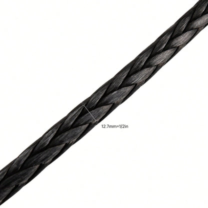 HOHOBLA (Black 1/2" X 92ft) Synthetic Winch Rope Kit, 31500lbs Winch Cable Replace Kit, W/Forged Winch Hook & Safety Pull Strap, Car Tow Recovery Cable For 4wd Off-Road Vehicle Truck SUV ATV Utv