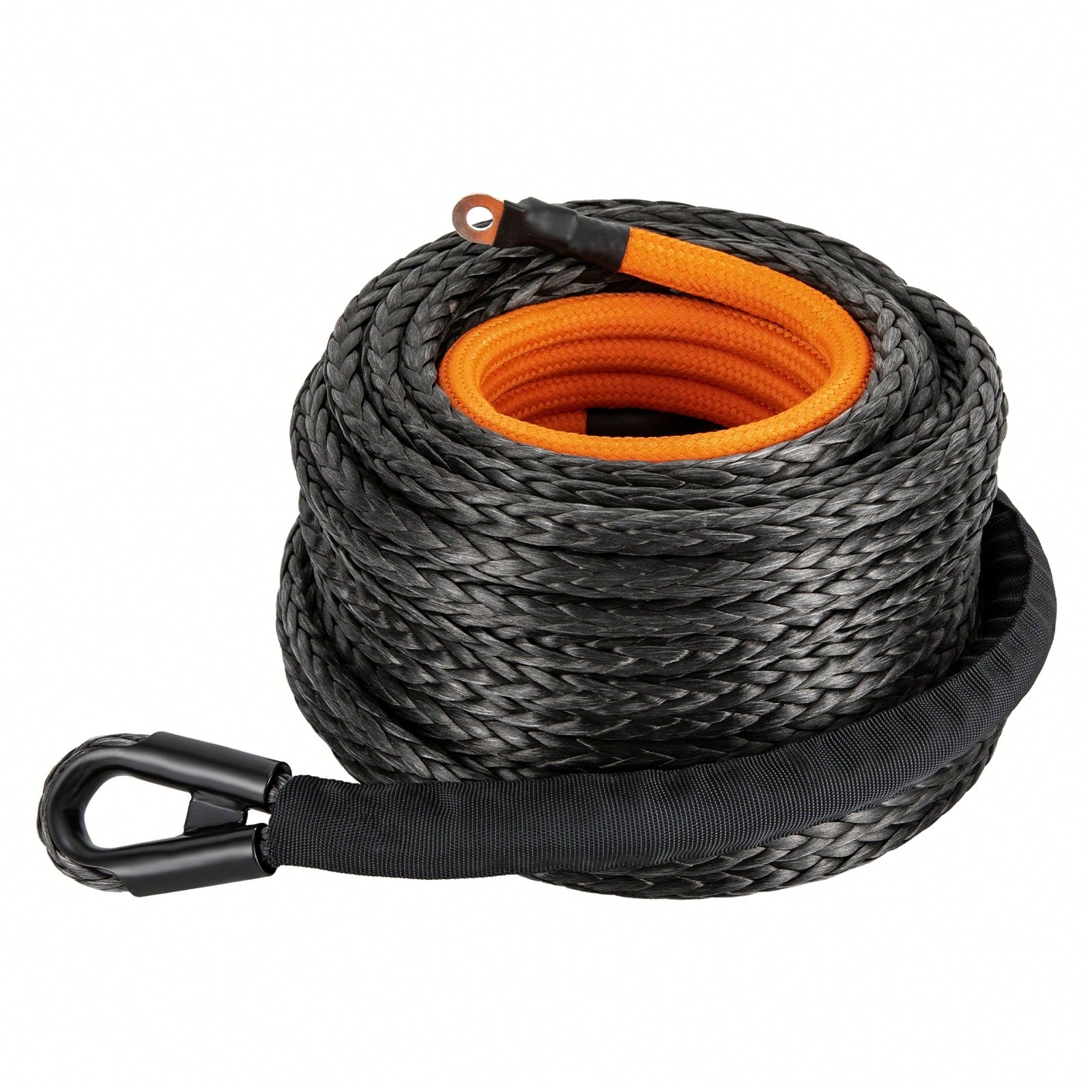 HOHOBLA (Black 1/2" X 92ft) Synthetic Winch Rope Kit, 31500lbs Winch Cable Replace Kit, W/Forged Winch Hook & Safety Pull Strap, Car Tow Recovery Cable For 4wd Off-Road Vehicle Truck SUV ATV Utv