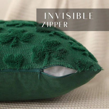 HOMPOOLL 2 Pcs St. Patrick's Day Pillowcases, 18x18 Inches. St. Patrick's Day Decoration, Green Shamrock, Soft Plush Faux Fur Jacquard Pillow. Suitable For Bedrooms, Sofas, Holidays, And Home Décor.