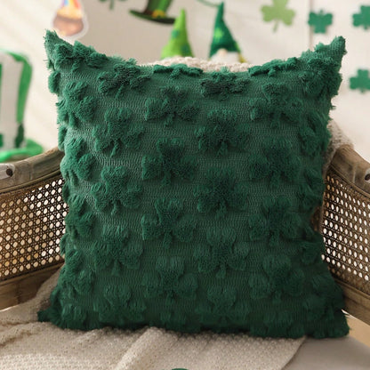 HOMPOOLL 2 Pcs St. Patrick's Day Pillowcases, 18x18 Inches. St. Patrick's Day Decoration, Green Shamrock, Soft Plush Faux Fur Jacquard Pillow. Suitable For Bedrooms, Sofas, Holidays, And Home Décor.