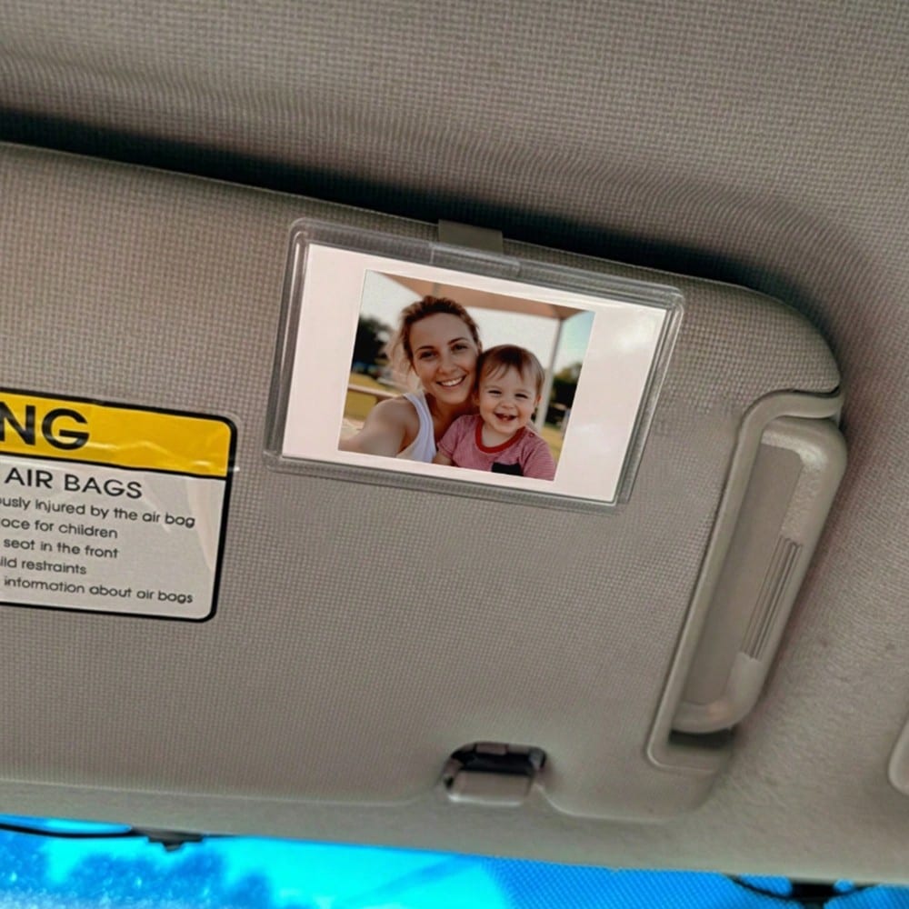 Horizontal Car Sun Visor Photo Frame Clip, Personalized DIY Photo Car Decor, Car Photo Couple Gift, Wallet Photo Holder Family Pet Memorial Photo Frame, Clip-On Style