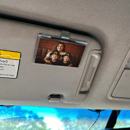 Horizontal Car Sun Visor Photo Frame Clip, Personalized DIY Photo Car Decor, Car Photo Couple Gift, Wallet Photo Holder Family Pet Memorial Photo Frame, Clip-On Style