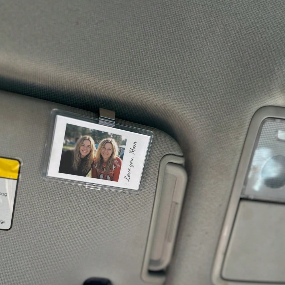 Horizontal Car Sun Visor Photo Frame Clip, Personalized DIY Photo Car Decor, Car Photo Couple Gift, Wallet Photo Holder Family Pet Memorial Photo Frame, Clip-On Style