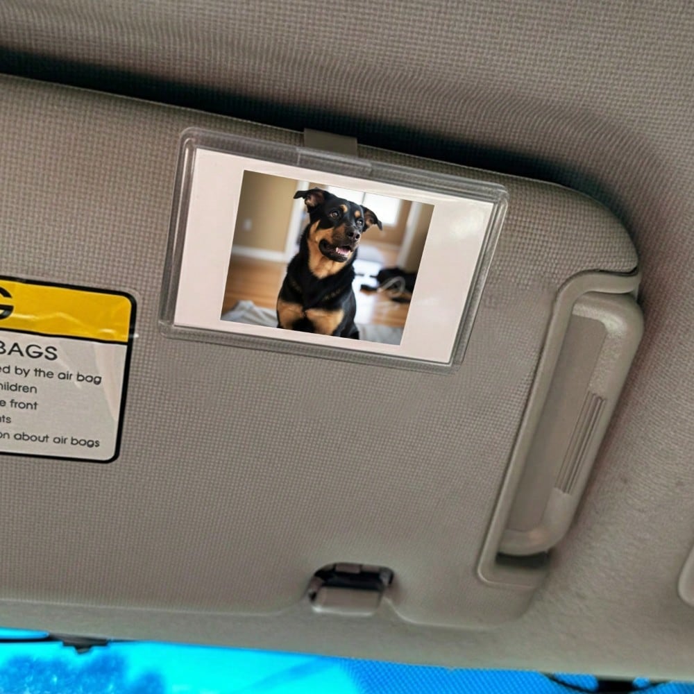 Horizontal Car Sun Visor Photo Frame Clip, Personalized DIY Photo Car Decor, Car Photo Couple Gift, Wallet Photo Holder Family Pet Memorial Photo Frame, Clip-On Style