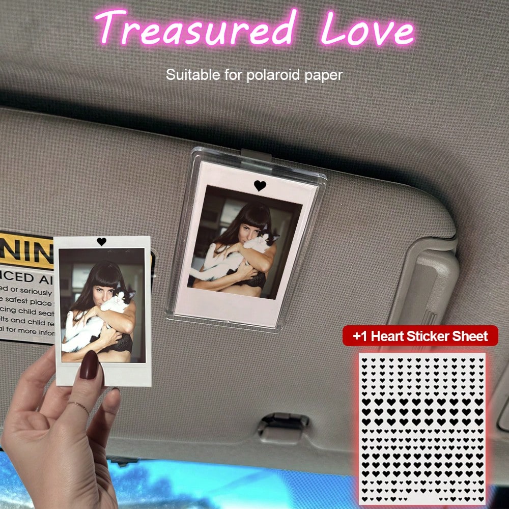 Horizontal Car Sun Visor Photo Frame Clip, Personalized DIY Photo Car Decor, Car Photo Couple Gift, Wallet Photo Holder Family Pet Memorial Photo Frame, Clip-On Style