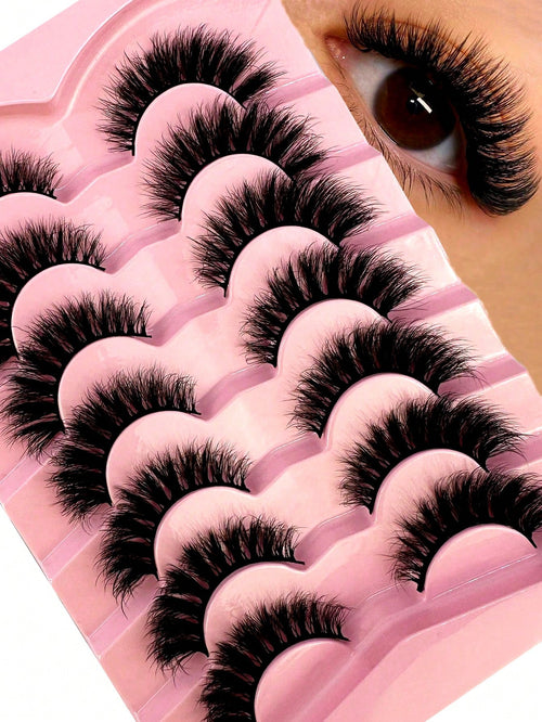 Hot 7 Pairs Of Cat Eye 3d Mink Fur False Eyelashes, Soft, Fine, Natural & Reusable Lashes For Thick & Lengthening Strip Lashes,Lashes,Eyelashes,Fake Lashes