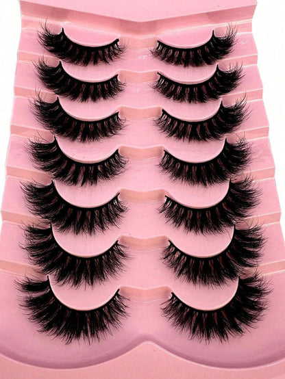 Hot 7 Pairs Of Cat Eye 3d Mink Fur False Eyelashes, Soft, Fine, Natural & Reusable Lashes For Thick & Lengthening Strip Lashes,Lashes,Eyelashes,Fake Lashes
