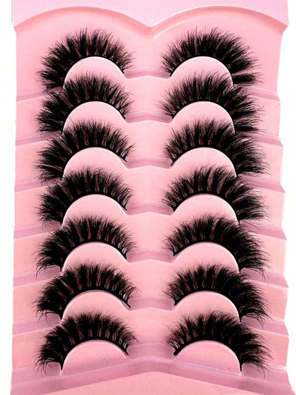 Hot 7 Pairs Of Cat Eye 3d Mink Fur False Eyelashes, Soft, Fine, Natural & Reusable Lashes For Thick & Lengthening Strip Lashes,Lashes,Eyelashes,Fake Lashes