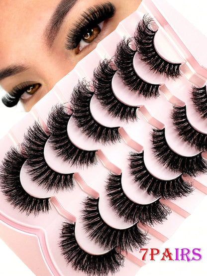 Hot 7 Pairs Of Cat Eye 3d Mink Fur False Eyelashes, Soft, Fine, Natural & Reusable Lashes For Thick & Lengthening Strip Lashes,Lashes,Eyelashes,Fake Lashes