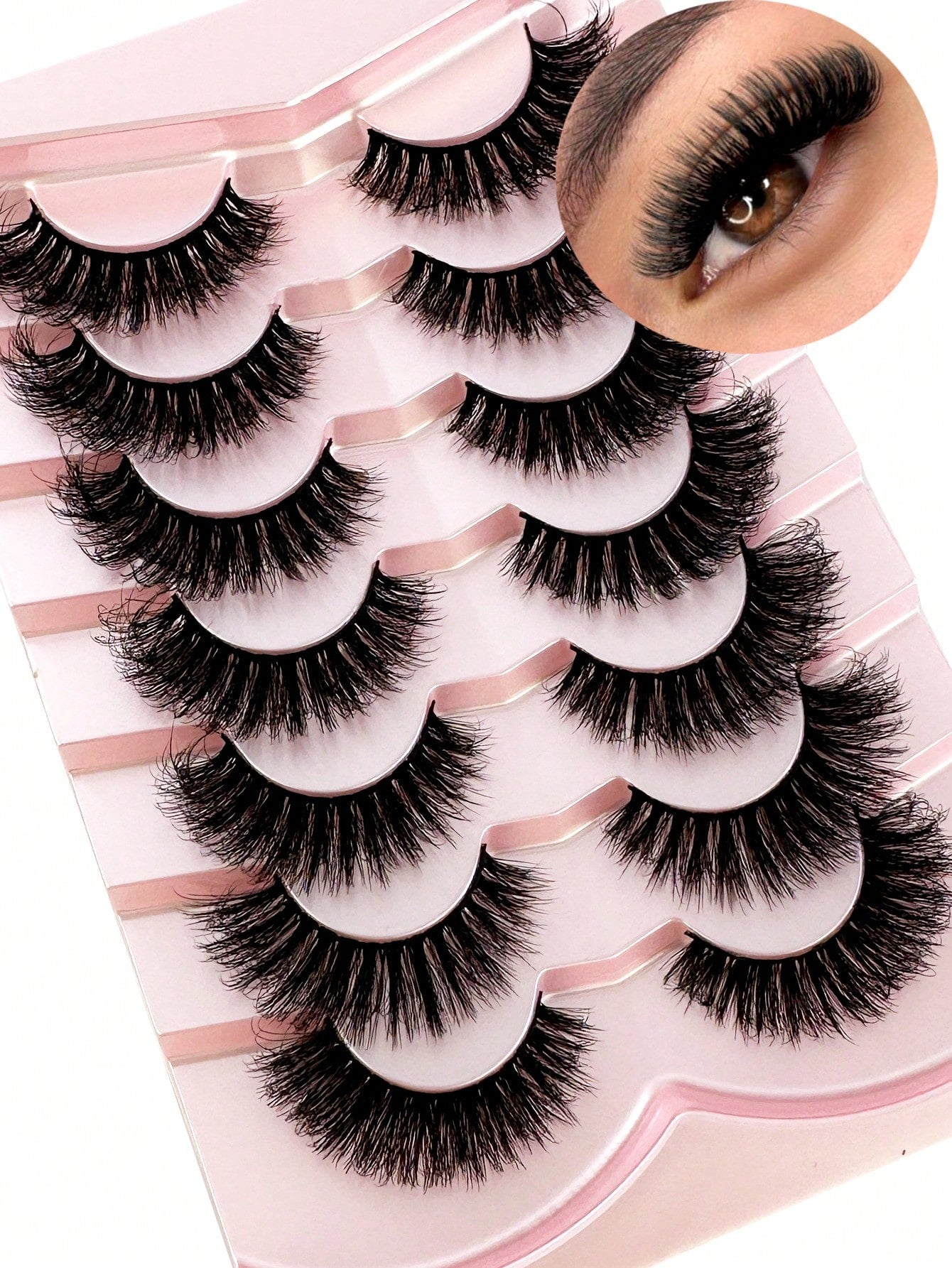 Hot 7 Pairs Of Cat Eye 3d Mink Fur False Eyelashes, Soft, Fine, Natural & Reusable Lashes For Thick & Lengthening Strip Lashes,Lashes,Eyelashes,Fake Lashes