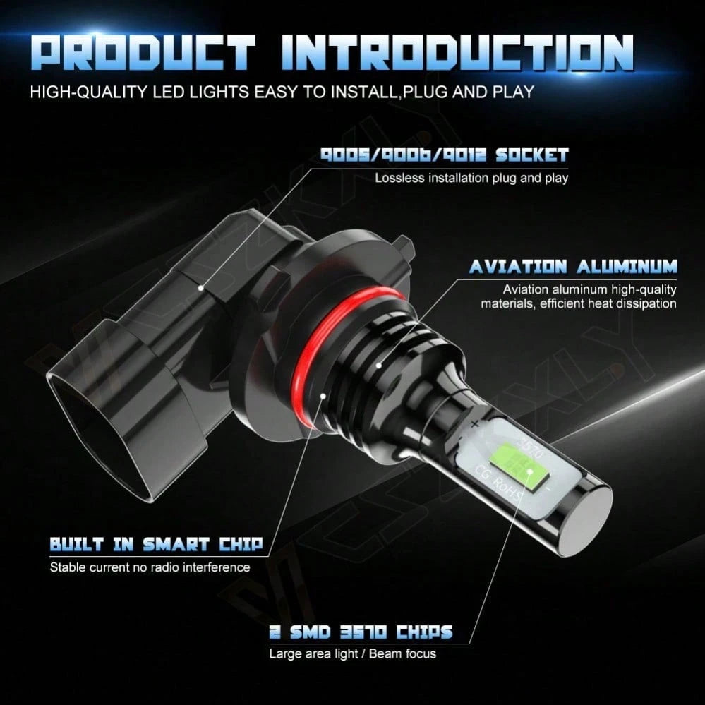 Ice Blue 9005+H11 Combination LED High/ Low Beam Headlight Bulb Conversion Kit 8000K