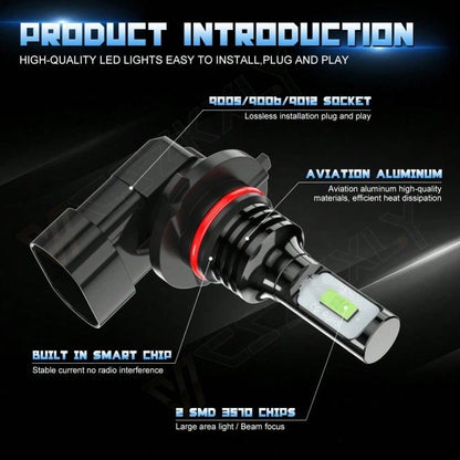 Ice Blue 9005+H11 Combination LED High/ Low Beam Headlight Bulb Conversion Kit 8000K