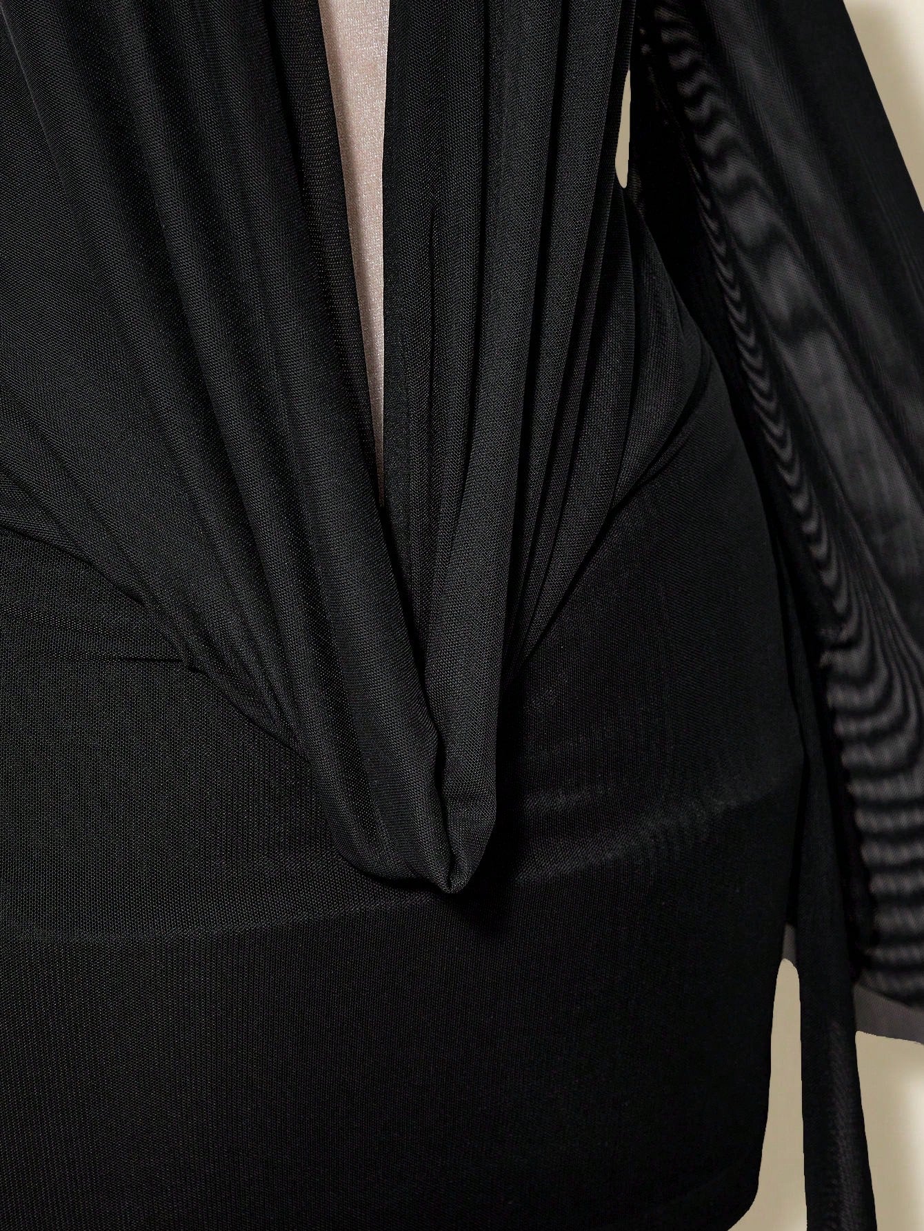 ICON Sexy Oversized Plunging Neckline Mesh Patchwork Backless Mini Dress