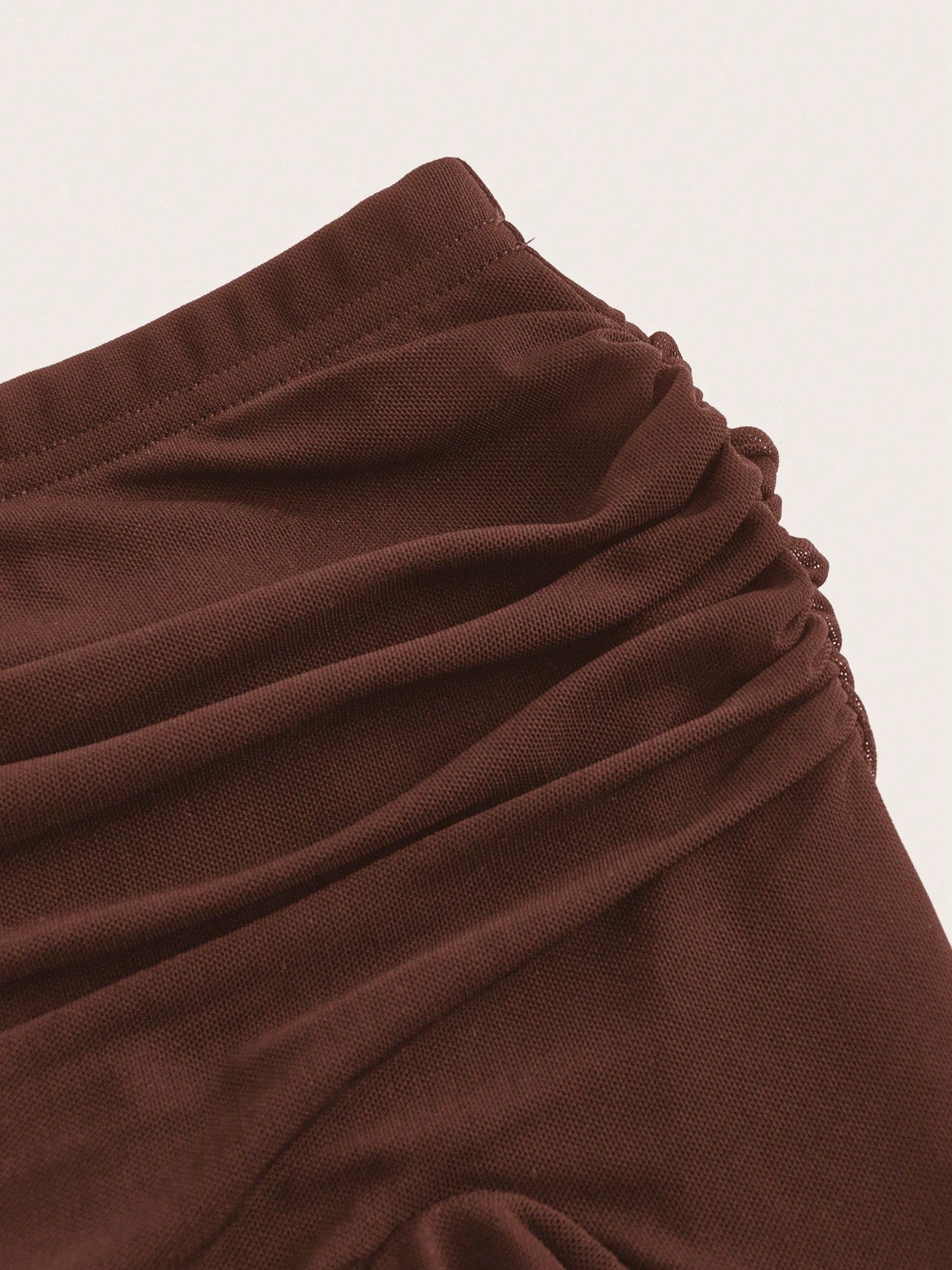 ICON Summer Fashion Solid Color Ruffle Hem High Slit Skirt Brown Skirt Ruffle Skirt