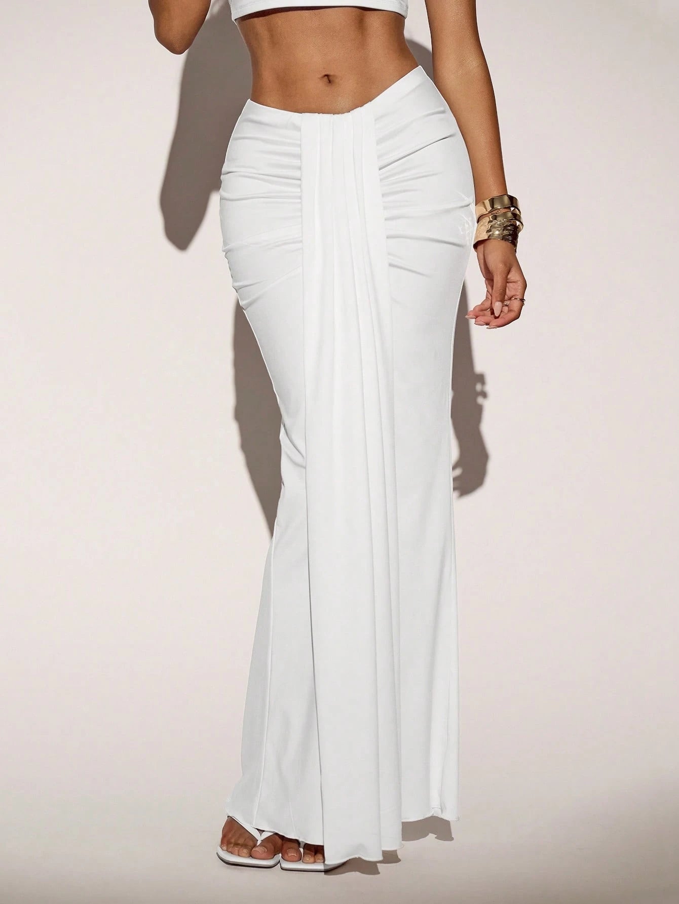 ICON Women's Elegant Solid Color Maxi Mermaid Skirt, Summer