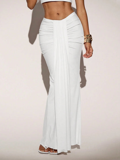 ICON Women's Elegant Solid Color Maxi Mermaid Skirt, Summer