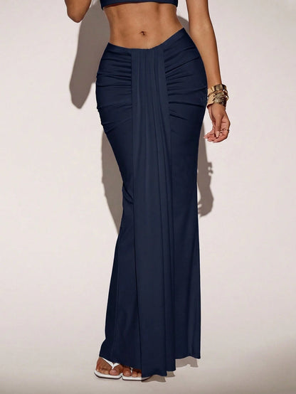 ICON Women's Elegant Solid Color Maxi Mermaid Skirt, Summer