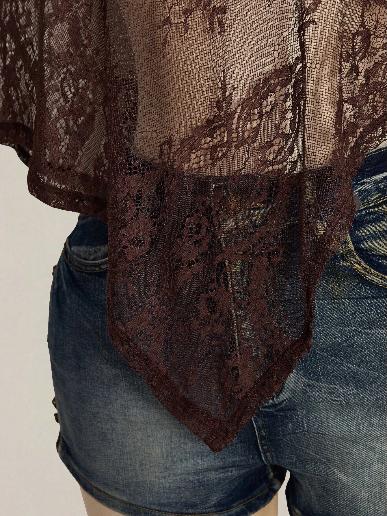 ICON Women's Plus Size Lace One Shoulder Asymmetrical Hem Top