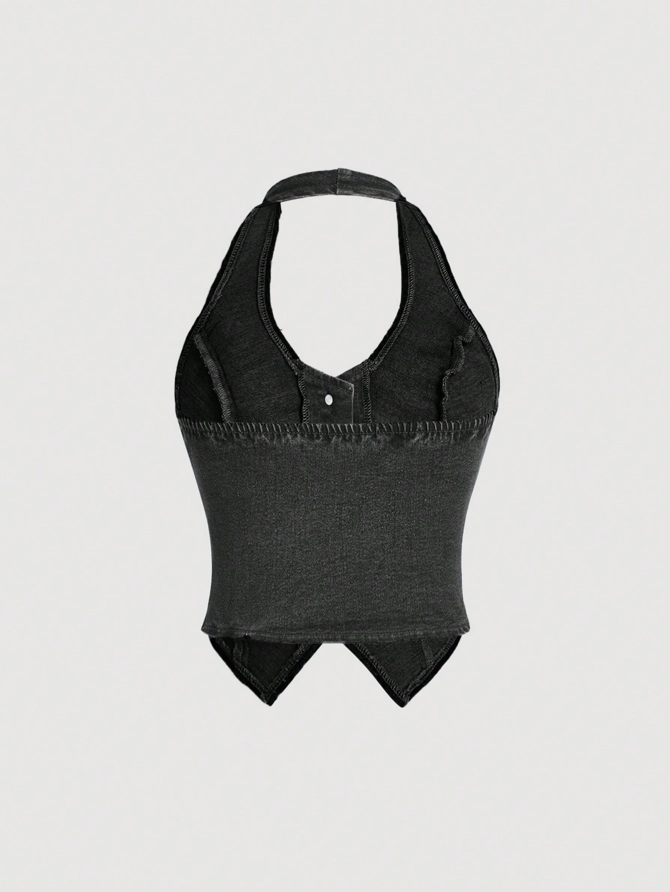 ICON Y2K Blue Elastic Cropped Backless Halter Denim Vest Top Summer Tops For Women Going Out Tops Women