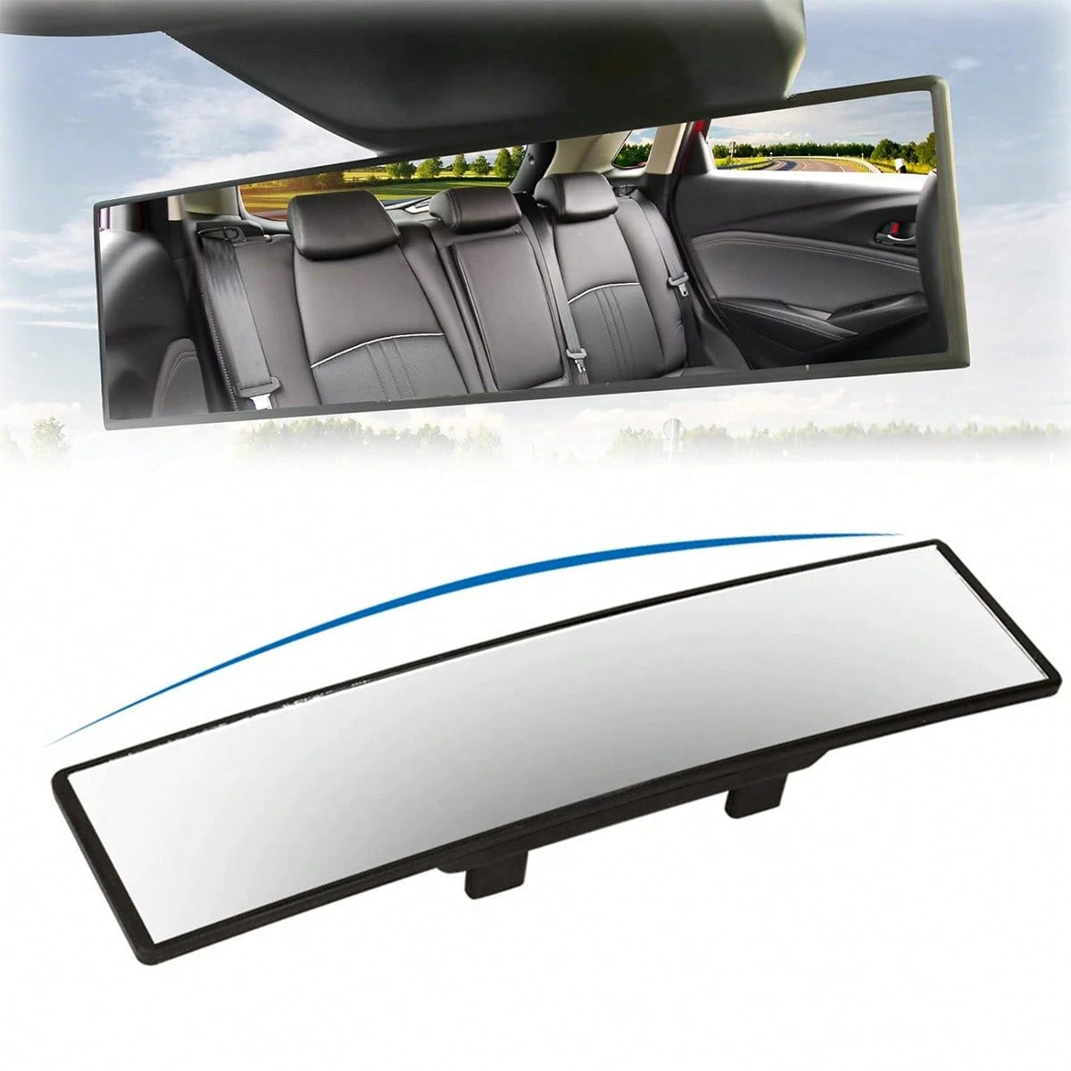 In-Car Flat Rearview Mirror, High-Definition Anti-Fog Auxiliary Mirror, Suitable For Various Car Models.
